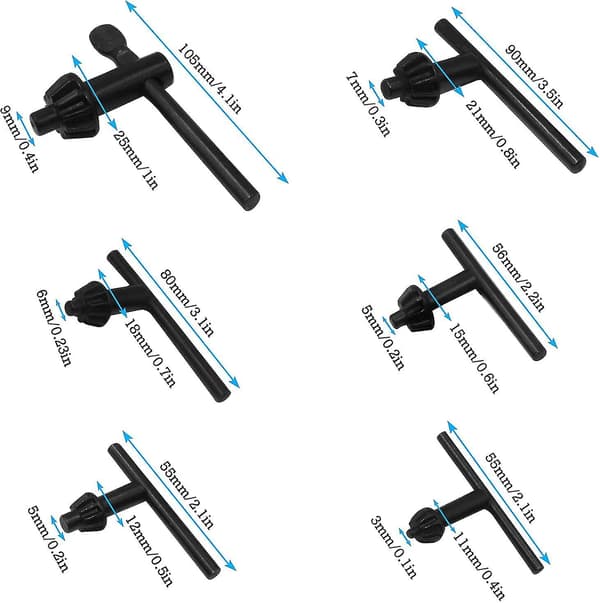 Universal Drill Chuck Key Set - 6 deler for Chuck Drill