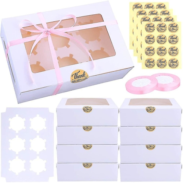 30 Pack Christmas Cupcake laatikot Valkoinen Paperi Cupcake kantajat Leipomo laatikko