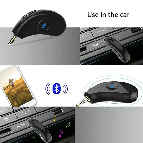 Bluetooth-adapter til bil, Bluetooth-modtager med 3,5 mm trådløs aux-stik, til lydsystem