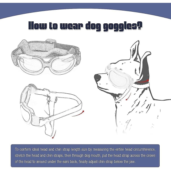 Hundsolglasögon Hundglasögon, Uv-skydd Vindskydd Dammskydd Dimskydd Husdjursglasögon Ögonskydd Med Justerbar Rem För Med