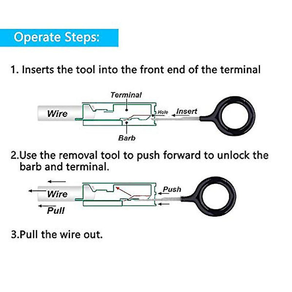 Pins Terminaler Fjerning Auto Bil Terminal Pin Ekstraktorer Trekker Reparasjon Fjerner Nøkkelsett