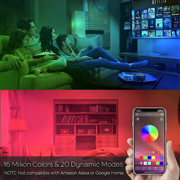 Älykäs Wifi Bluetooth 5.0 -lamppu ilman keskitintä, himmennettävä musiikkisynkronointi, aikataulu, Rgb-älyvalot, Led-valo