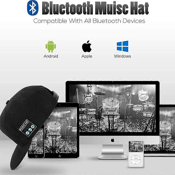 Bluetooth-lue med høyttaler, trådløs smart baseballcaps, moteriktig og vanntett