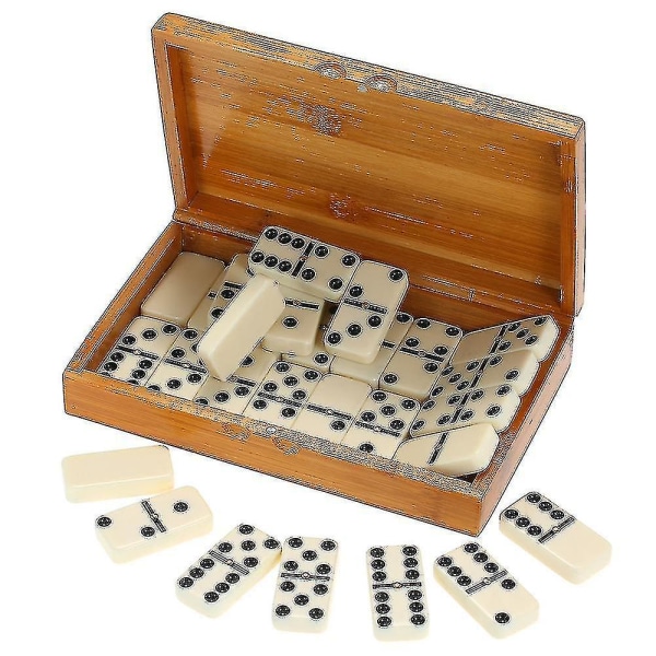 Double Six Dominoes Set Underhållning Rekreation Resespel Toy Black Dots Dominoes