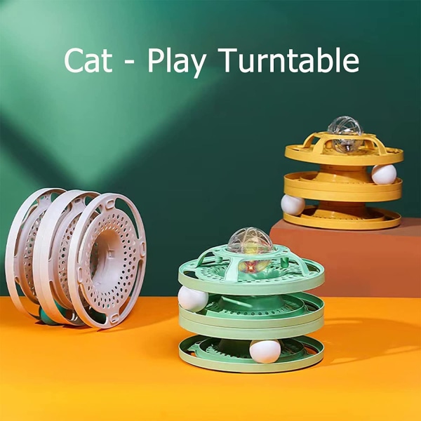 Cat Toy Roller 3-nivå platespiller Cat Interactive Toys Balls med Flash Balls