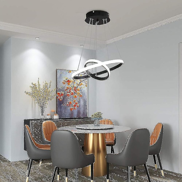 Goeco LED Sirkelformet Hengelampe, Justerbar Hengelampe 28w 6500k, Moderne Taklampe To Sirkler Diameter 40cm