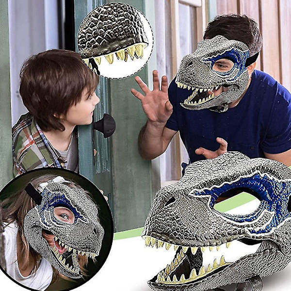 3D Dinosaurmaske Rollespill Hodeplagg Jurassic World Raptor Gi