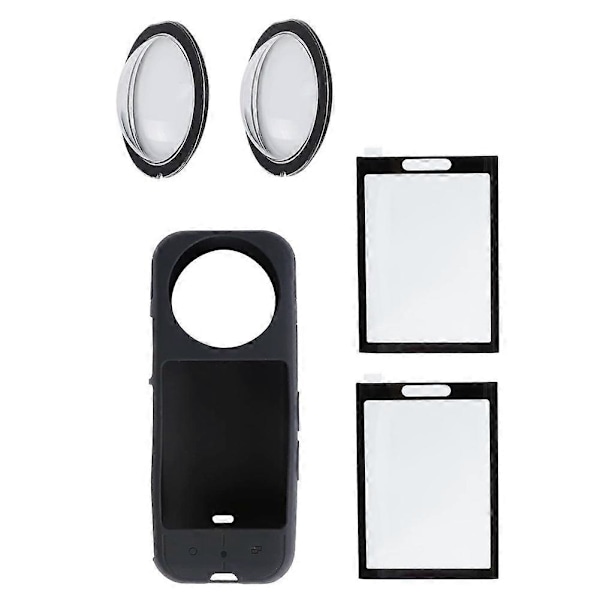 För X3 Kamera Skyddstillbehör, Självhäftande Linsskydd Set Silikonfodral Skärm Härdat Glas Film Skydd