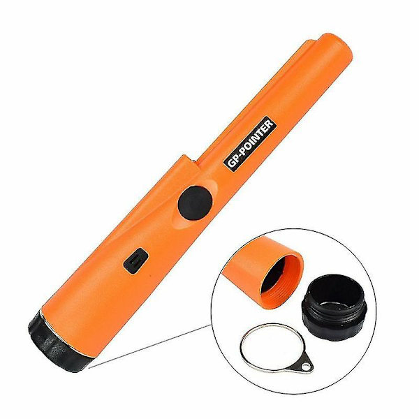 Håndholdt metaldetektor 360 sidedetektion med LED-pinpoint metaldetektorscanner, gul, 230 x 40 x 40 mm