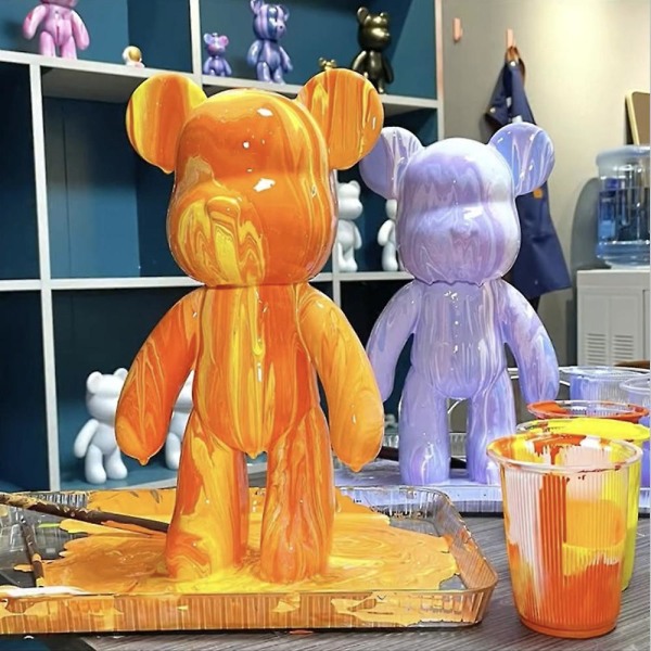 DIY Maling Teddy Bear Violent Bear Kit Set Fluid Maling Kreativ Hjemmedekor D