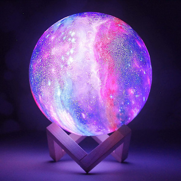 Lighting Galaxy Lys 3d Galaxy Lampe 7.1 tommer 16 farger Måne L