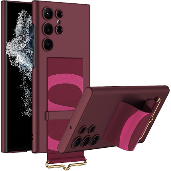 Slim Pc Stöttåligt Stöd Kickstand Fodral Kompatibel Samsung Galaxy S23 Ultra/s23 Plus/s23 Med Läder Armband Red S23