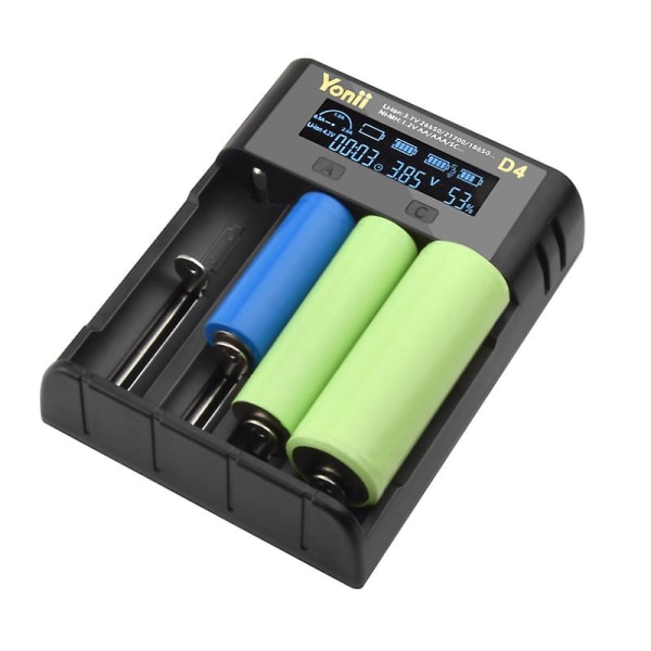4-slot LCD-skærm batterioplader Smart USB LCD batterioplader Lithium elektronisk oplader