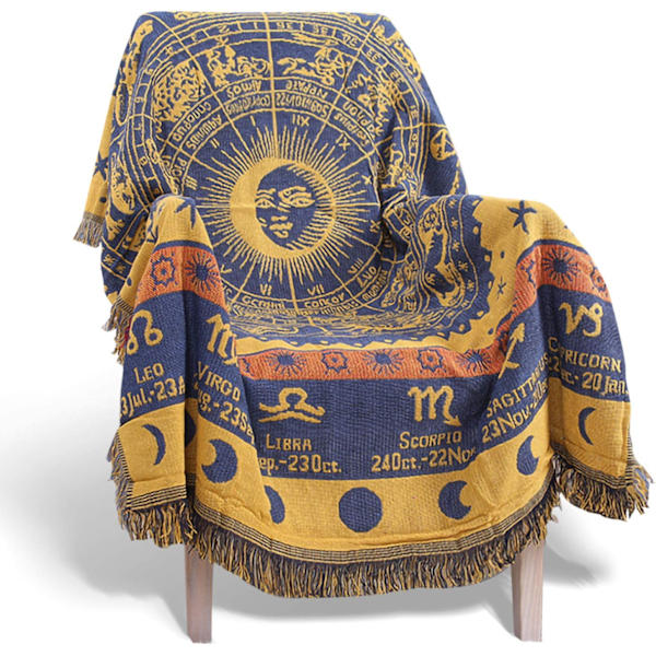 Boho vevd teppe, vendbart bomullsbohemteppe