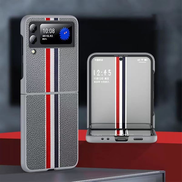 Äkta läder Limited Edition Kompatibel Samsung Galaxy Z Flip 4, Z Flip 4 Fodral Stötsäker Gray