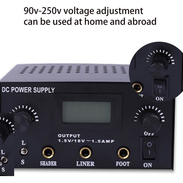 Profesjonell LCD Dual Tattoo Strømforsyning Digital Display Maskin Strømforsyning