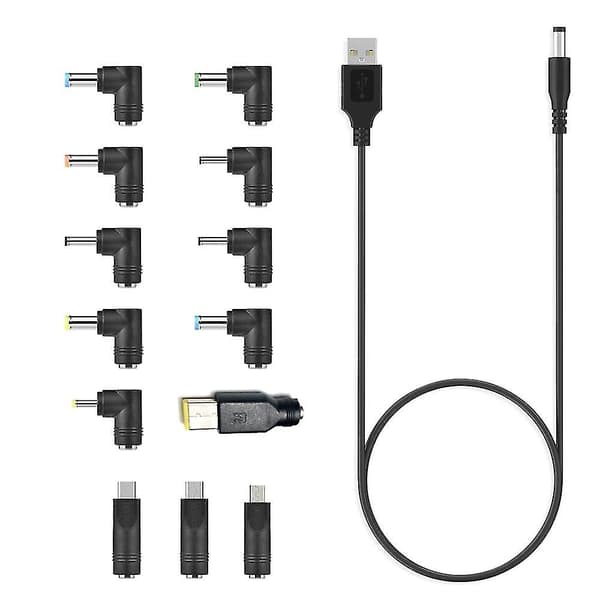 Usb til kabel Usb til ladekabel ledning med 13 utskiftbare pluggkontakter Ada