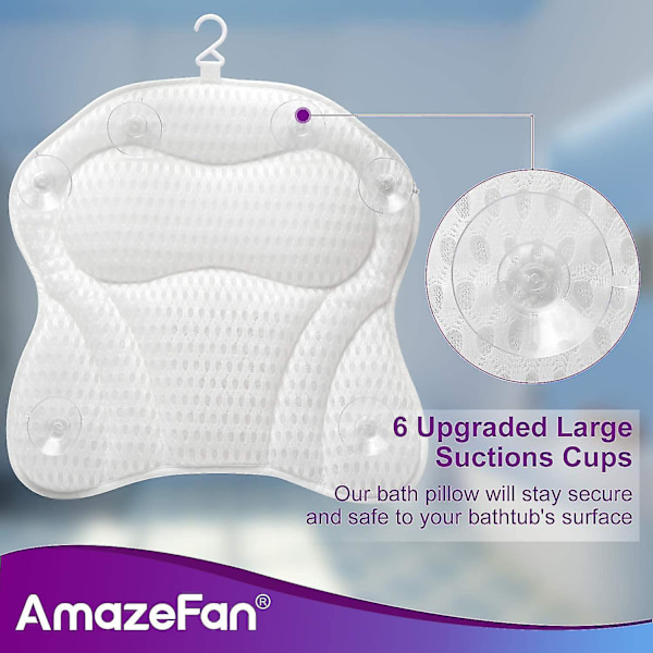 Luksus kylpytyyny, ergonominen kylpyammeen spa-tyyny 4d Air Mesh -teknologialla ja 6 imukupilla, tukee päätä, selkää, olkapäätä ja niskaa, sopii kaikille