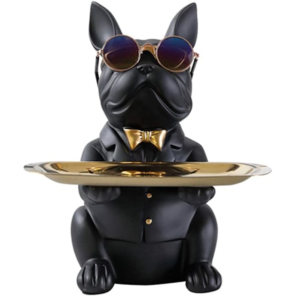 Resin Cool Hund Skulptur Bulldog Dekorativ Statue Opbevaringsskuffe Pengekasse Indgangsnøgle Snack Holder Moderne Kunst Statue Hjem Desk Dekoration