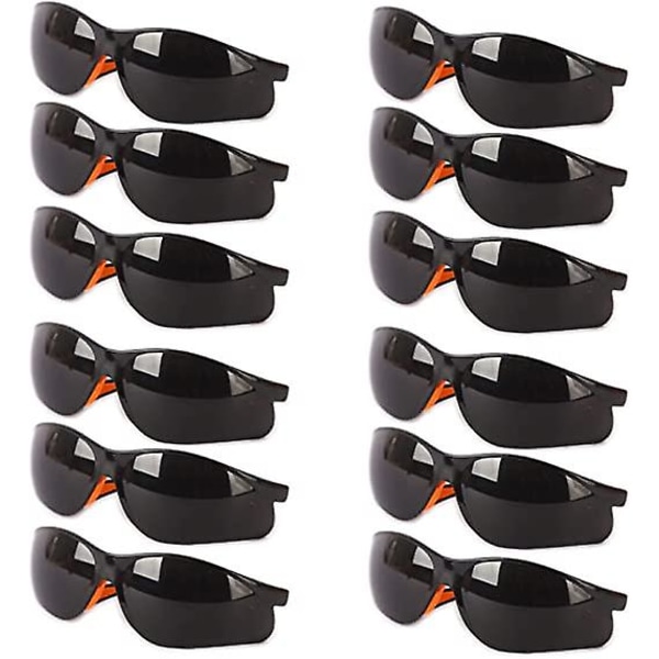 Sorte 12 Sikkerhedsbriller Sikkerhedsbriller Arbejdsbriller Beskyttelsesbriller, Sikkerhedsbriller med klare linser, Ridsefast, Anti-dug & Anti-uv
