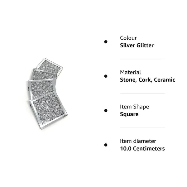 Multi Crystal Coasters | Til voksne | Multifarvet tilbehør, sølvglitter