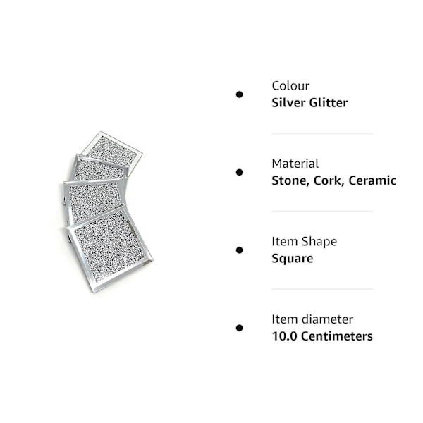 Multi Kristall Underlägg | För Vuxna | Flerfärgat Tillbehör, Silver Glitter