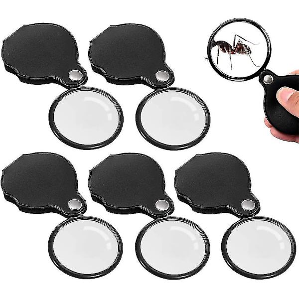 5 stk. sammenklappelig lommeforstørrelsesglas mini lommeforstørrelsesglas