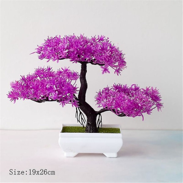 Kunstige Blomster + Vase Falske Planter Bonsai Lille Træ Potte Ornament Deko Hjem Dekoration Bryllup Have Efterår Dekor Landbrug Style 5- rose red