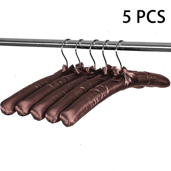 5 stk. Satin Henger, Mykt Polstret, 360° Rotasjonskrok