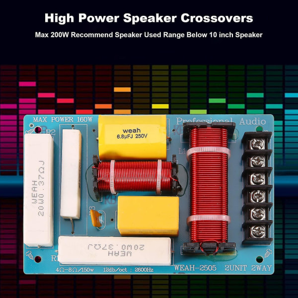 200w høyttaler crossover 2-veis høy-lav 8 ohm frekvensdeler for 10 tommers  høyttaler f232 | Fyndiq
