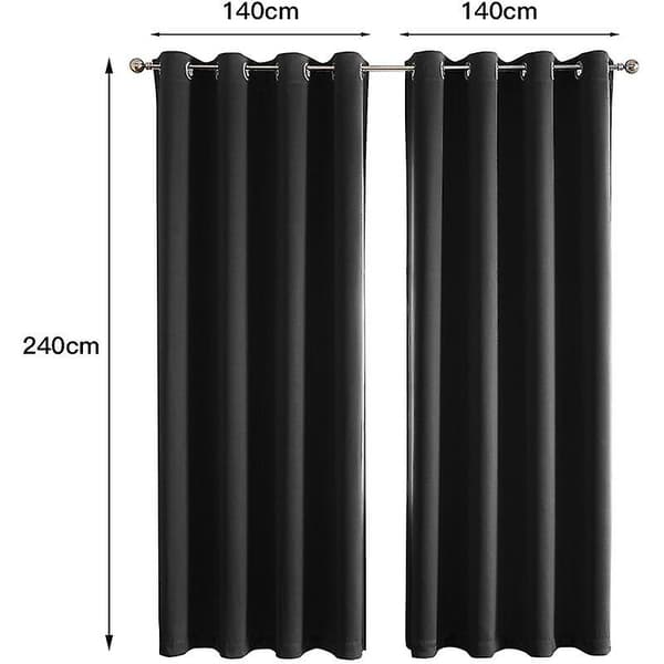Set med 2 termiska gardiner 140*240cm Svart