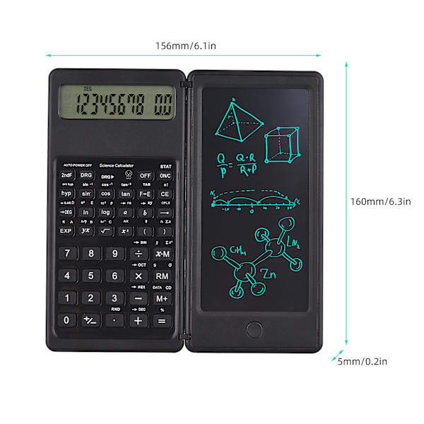 Lommeregner med LCD-skrivetablet - Lommeregnere til skrivebord - 10-cifret display med stylus, sletteknap, tyndt og foldbart design - Lommeregnere