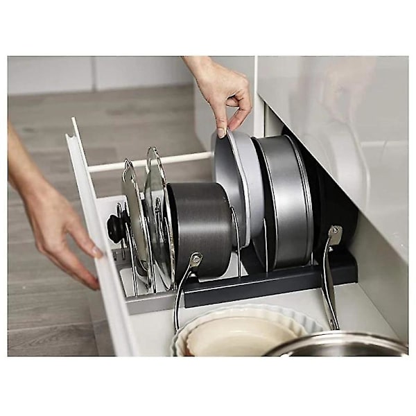 7 Delare Utökbar Köksgryta Lockhållare Expandabel Pan Organizer Rack Låda Typ Justerbar
