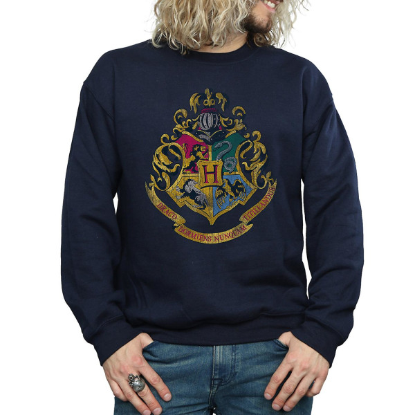 Harry Potter Herre Hogwarts Distressed Crest Sweatshirt Sport Grey Medium