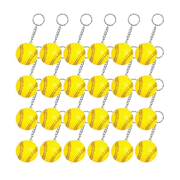 24-pack mjuka basebollnyckelringar, mini stress basebollnyckelringar, sp