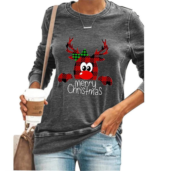 Trykt Langærmet T-shirt Jul Casual Rundhals Xmas