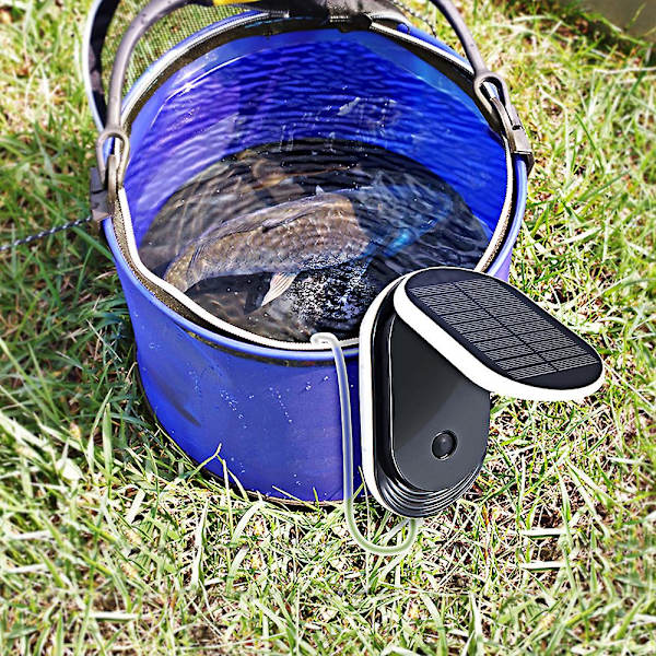 Solcelledrevet iltpumpe til fiskebeholder, iltgenerator til akvarium, iltning til dam, luftkompressor til fiskeri, akvarieluftpumpe med akvarieluftledning