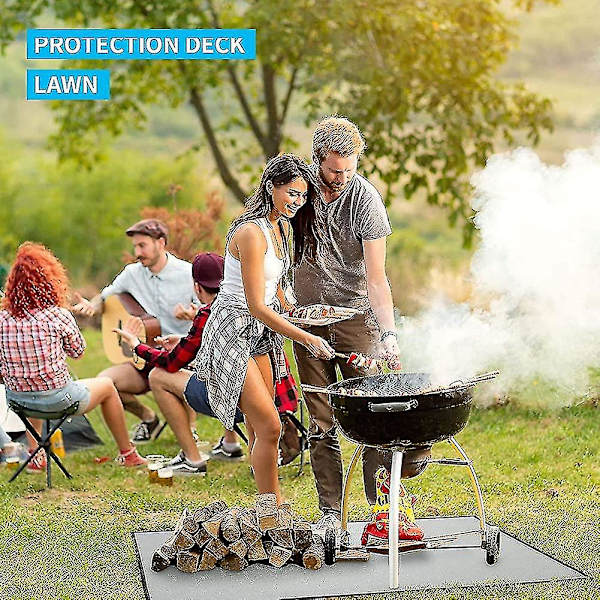 Tulipaikan matto puulämmittimelle 100x100cm, Piknik-grillilämmön eristysalusta, Liekin kestävä ja korkean lämpötilan kestävä silikonipäällysteinen lasikuitu