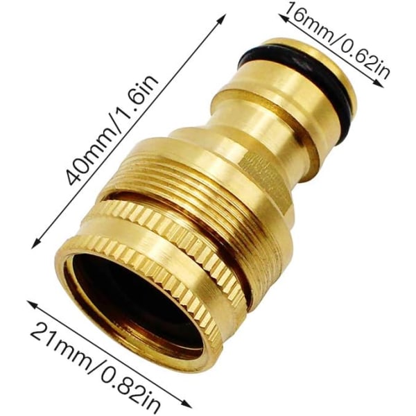 - H Set of 2 Brass Garden Tap Connectors 24mm & 19mm with Sealing Tape for garden hose