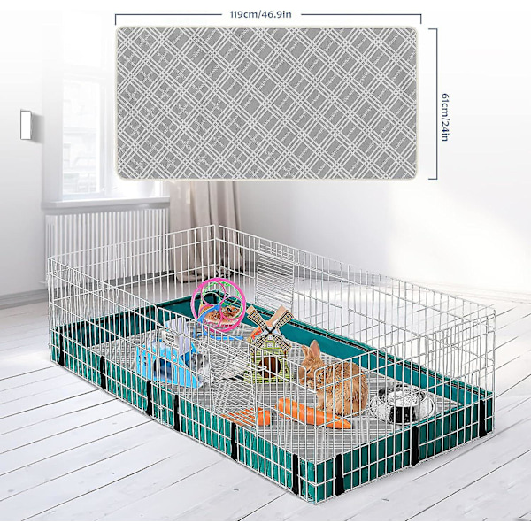 2-pack Marsvinbädd, 119 x 61 cm, Återanvändbar Marsvinsburfoder, Toalettunderlägg för Smådjur, Burar, Marsvin, Kanin, Hamster, Råtta