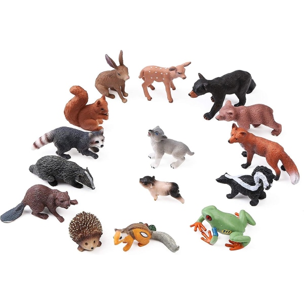 16 stk. Skogsdyr Baby Figurer, Woodland Creatures Figurer, Miniatyrleker Kakepynt Cupcake Toppers Bursdagsgave Til Barn