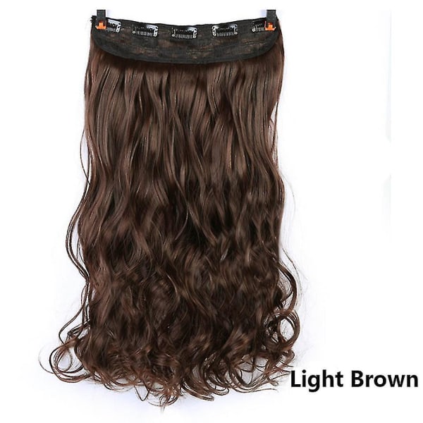 Shangke Syntetisk 100 cm lang krøllet bølget hårspænde i hårforlængelse Varmebestandigt naturligt hårstykke sort brun til kvinder Light Brown 50CM