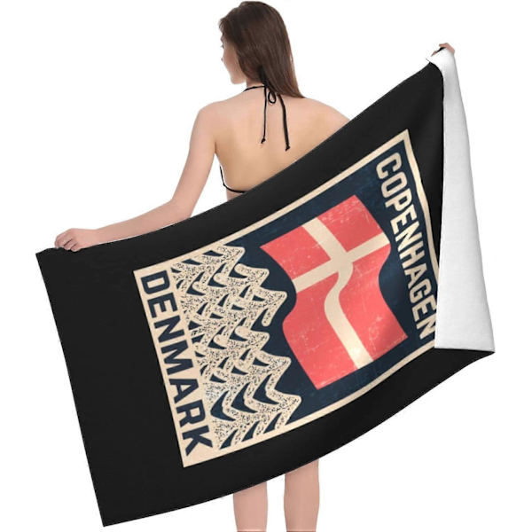 v3 Dansk Flagg - Köpenhamn - Danmark - Retro - Badhandduk Absorberande Badhanddukar Strandhanddukar Stor Super Mjuk 130X80CM ju3