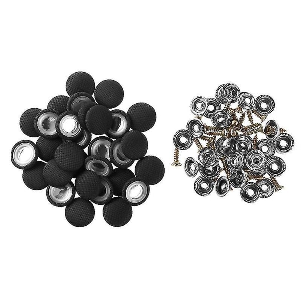 30pcs Car Ceiling Headliner Button Fixing Screw Cap Roof Snap Rivets Retainer--black