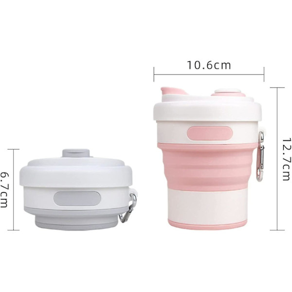 450 ml läckagesäker hopfällbar resemugg med lock i silikon, utomhustillbehör, hopfällbar campingmugg för vandring, hopfällbar mugg, gul, vit, 1 st