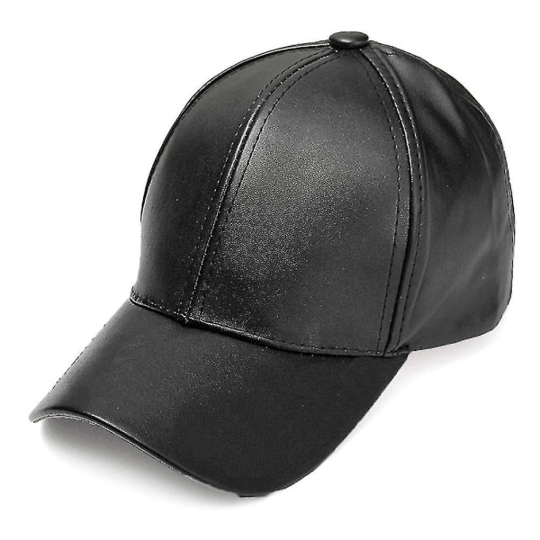 Herre PU skinn baseball caps Snapback Hip-hop sport justerbar hatt Black