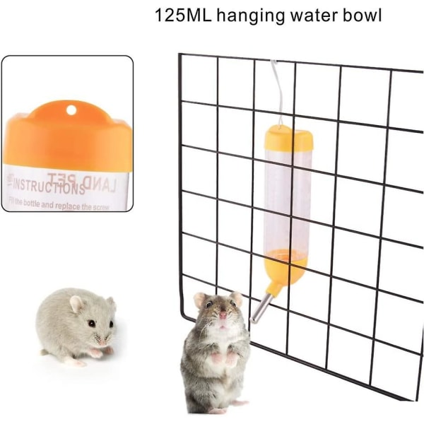 125 ml 3-i-1 Hamster Automatisk Roll-on Drickare Husdjursmat Behållare Bas (gul)