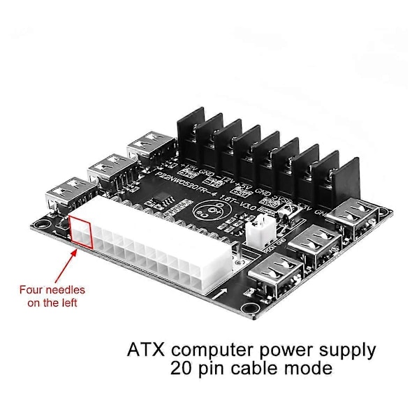 24 Pin/20Pin ATX Strømforsyning Breakout Board Modul Adapter Strømstik Understøtter 12V -12V 5V 5VSB 3.3V Uden Kabinet
