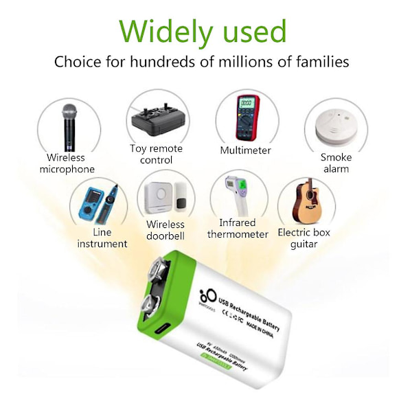 9v Li-ion Genopladeligt Batteri 650mah Type-c Usb Lithium Li Ion 9v Batterier