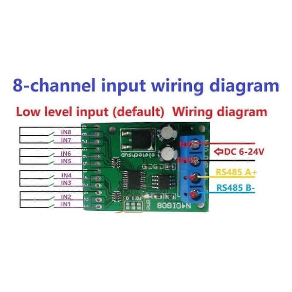 8Ch Input/Output Digital Switch TTL LvTTL CMOS RS485 IO Kontrol Modul Modbus Rtu Board til PLC Rela